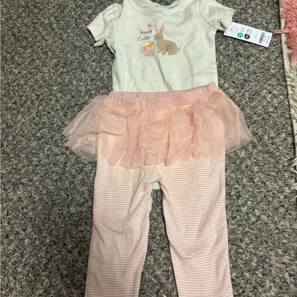 Carter's Cream and Pink Bunny Outfit